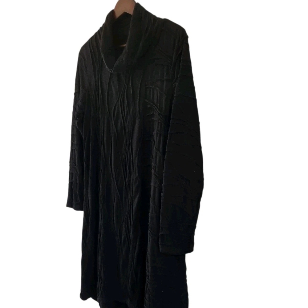 Chalet Et Ceci Black Textured Hi Lo Hem Cowl Neck Crinkled Dress Lagenlook Small - Picture 4 of 7